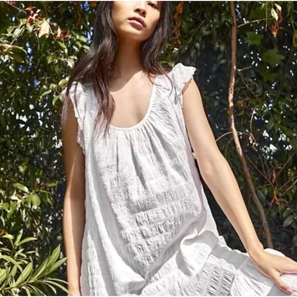 Free People Kyra Open Back Short Sleeve Maxi Shift Boho Dress White Large - Picture 6 of 12